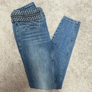 High waisted braided design skinny jeans